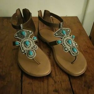 Torrid Zip Up Sandals with Jewel Accents